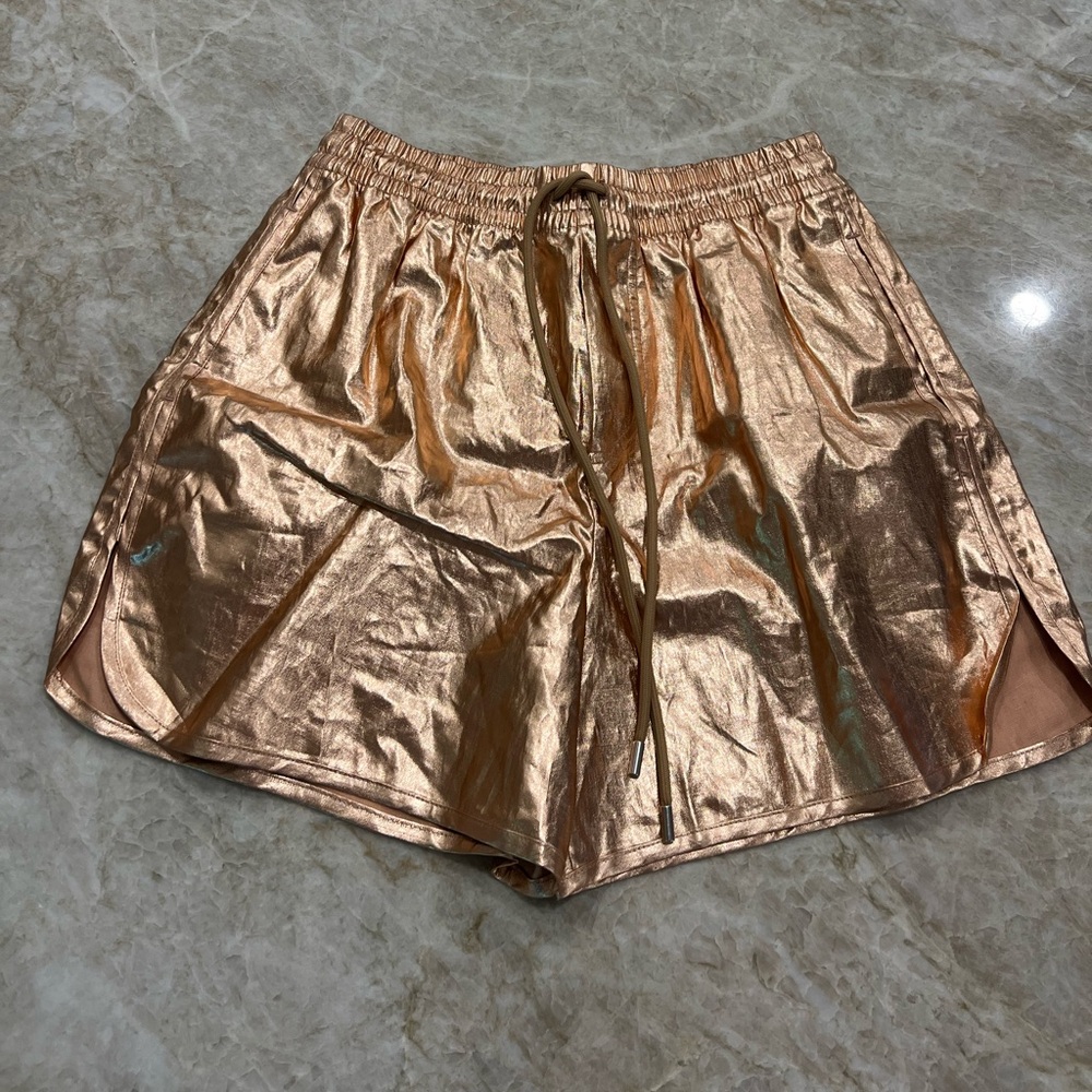 A.L.C. Ryder Linen Shorts NWT! Metallic Bronze, Size XS - Picture 3 of 6